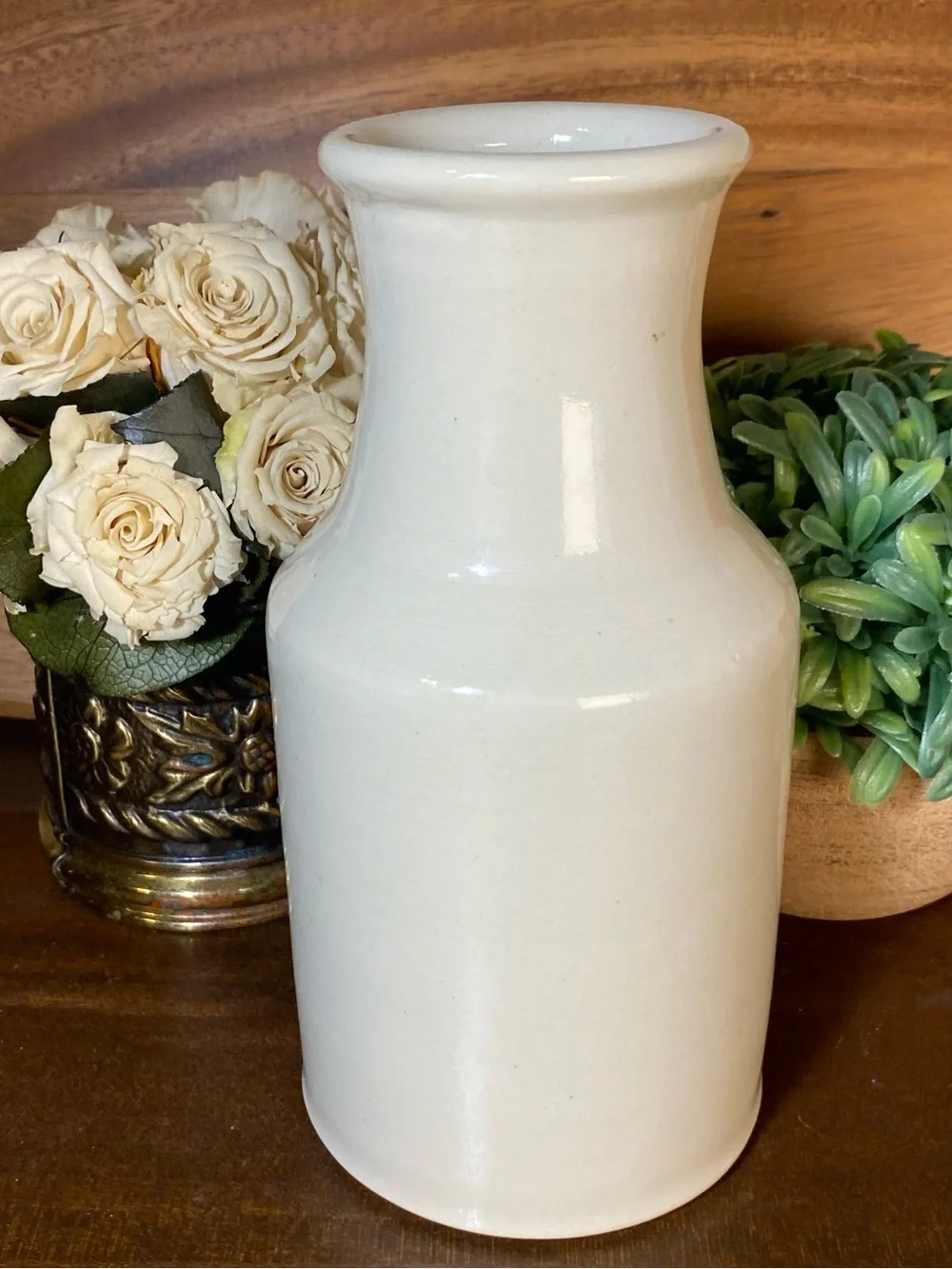 Handmade Studio Pottery Milk Bottle Vase Signed TB '13 Farmhouse Decor